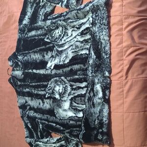 Black Mountain gray wolf fleece full zip jacket size 2x